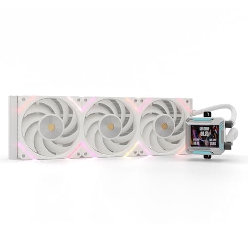 Image of Valkyrie Syn 360 ARGB 360mm AIO CPU Liquid Cooler – 2.4" LCD Screen – 3×120mm ARGB PWM Fans – 250W TDP – AMD AM5, AM4 – INTEL LGA 1851, 1700, 1200/1151 Compatible – Sync Ready | White