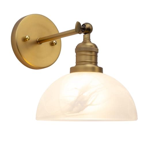 Image of JIMUBEAM 1-Light Vintage Wall Light with Milk White Glass Shade, Rustic Indoor Wall Mounted Lamp for Bedroom Vanity Bathroom Living Room Over Kitchen Sink