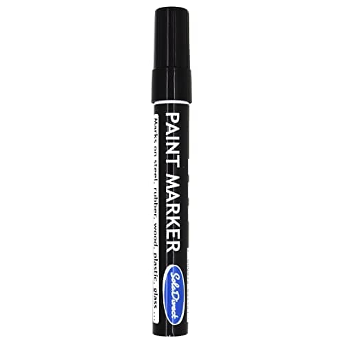 Image of SolaDirect Black Permanent Marker Pen, Bullet Tip 2.5 mm Point, Oil Based Paint, Multi-Surface, Work on Stone, Leather, Fabric, Plastic, Rubber, Glass, Cardboard