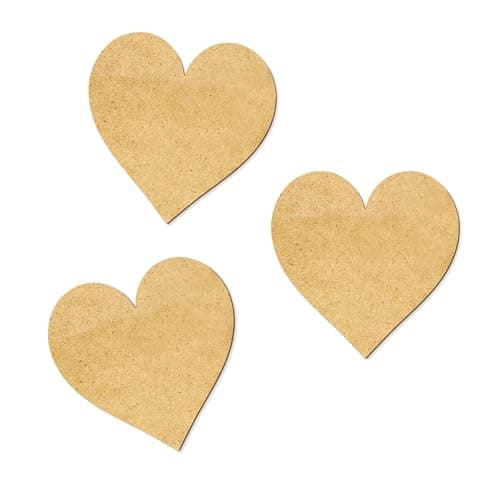 Image of MDF Hearts Craft Blanks – Laser Cut Wooden Shapes for DIY Crafting, Painting & Decorations, Scrapbooking, Wood Heart Cutouts (Set of 3)