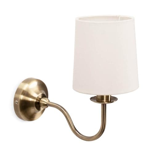 Image of ValueLights | Antique Brass Wall Light Fitting with Fabric Lampshade | Wall Lamps & Sconces, Home Décor & Improvement Essential