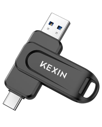 Image of KEXIN USB Stick 64GB USB C Memory Stick 100MB/s Swivel Dual USB 3.0 Flash Drive USB-A & Type-C Pen Drive for Smartphone Tablet iPhone 15/16 Car Game Console, Black
