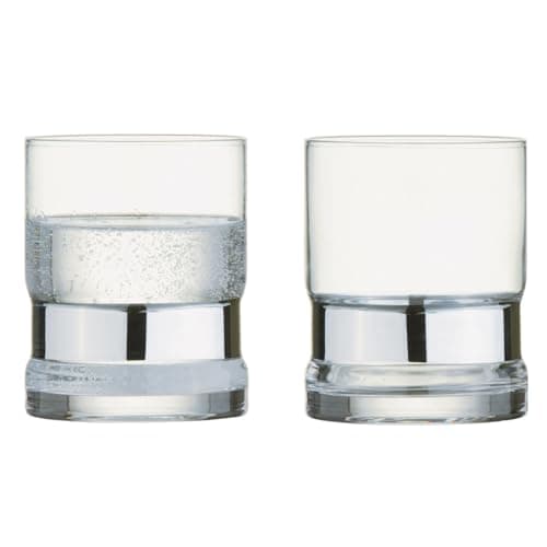 Image of Anton Studio Designs SoHo Handmade DOF Tumblers for Whiskey, Spirits or Water - 350 ml - Silver - Set of 2 Elegant Drinking Glasses