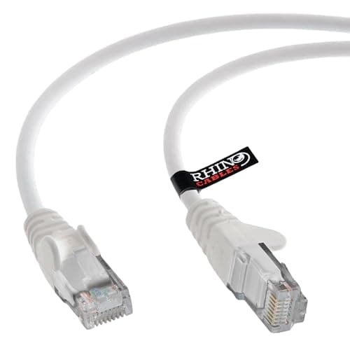 Image of rhinocables CAT 6 High-Speed Gigabit Ethernet Cable - Patch Network Lead for LAN| Snagless UTP With LSZH Jacket | RJ45 Connector - Internet, Router, Modem, Smart TV, PC & More (10m, White, Pack of 1)