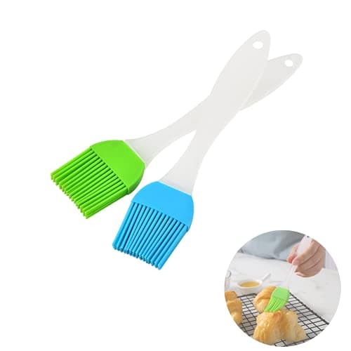 Image of 2 Pcs Pastry Brush Silicone, Cooking Baking Brush Set, Grill Brush, Oil Brush Suit for Barbecues, Pastries, Food Stirring, Baking Cooking