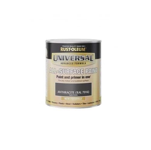 Image of Rust-Oleum Universal All Surface Brush on Paint - Satin - Anthracite 7016-250ml