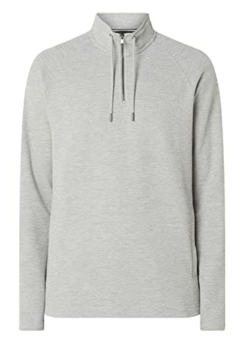 Image of Ted Baker Men's Heather Gray Drovers Zip Front Funnel Neck Sweatshirt, Gray, 3X