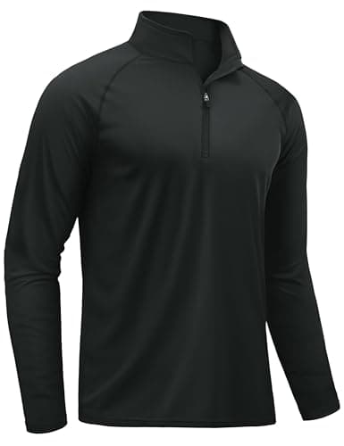 Image of TACVASEN 1/4 Zip Tops Men Long Sleeve Running T Shirt UPF 50+ UV Sun Protection Shirt Outdoor Sports T-Shirt Black