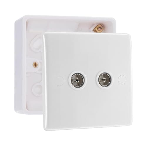 Image of BG Electrical Double TV Aerial Socket with 32mm Surface Pattress Box, White Moulded, 861 & 891