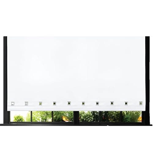 Image of Funky Gadgets Roller Blinds Square Eyelet Light Filtering Roller Blind Daylight Trimmable Blinds Child Safe Easy Fit Metal Tube Home Office Window Blinds- White, W120 x L165cm