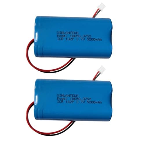 Image of XINLANTECH 3.7v 5200mAh Rechargeable Lithium Ion Battery Pack 19.24Wh with PH2.0/2P Plug for Bluetooth Speaker, Solar Light Outdoor lamp, 1s2p Batteries 2Pack
