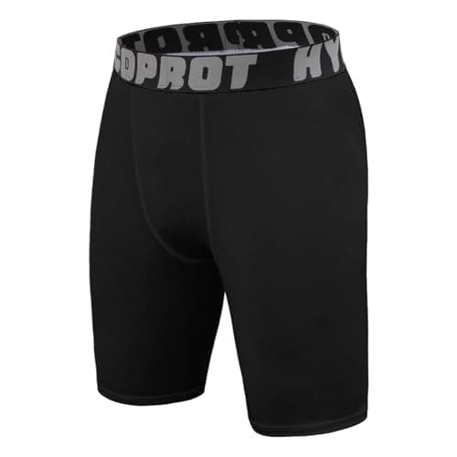 Image of HYCOPROT Youth Boys' Compression Shorts Breathable Performance Kids Leggings Athletic Base Layers Childrens Sports Underwear for Basketball Football Black