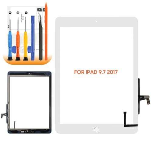 Image of AGCUT Screen Replacement for iPad 5 Touch Screen for iPad 5th Gen 2017 A1822 A1823 9.7 inch Touchscreen Digitizer Glass Panel with Repair Tools, with Home Button (White)