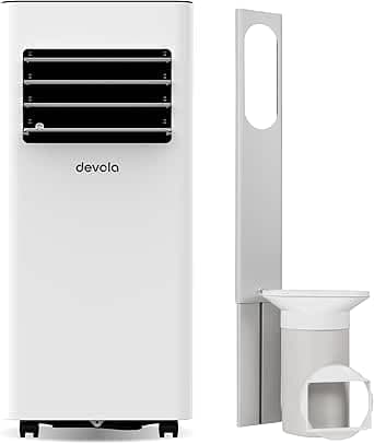 Image of Devola 9000 BTU Compact WiFi Portable Air Conditioner & Heater, 5-in-1 Cooling, Dehumidifier, Heating, Fan & Sleep Modes, 24H Timer, 2 Window Kits Included for Rooms Up to 18㎡