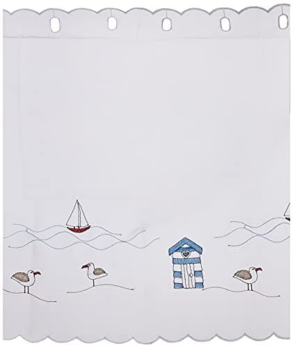 Image of Alan Symonds Seaside Eyelet Top Voile Cafe Curtain Panel (59" x 24")