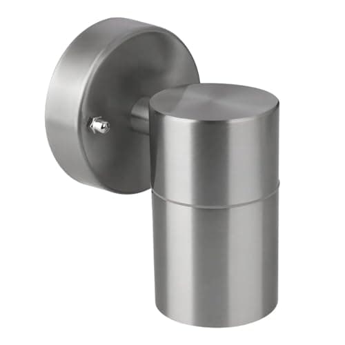 Image of Bright Source GU10 Outdoor Wall Light Fitting, Up Down, Silver Stainless Steel Construction, IP44 Rated, Modern Home Porch Light (1, Down Wall Light)