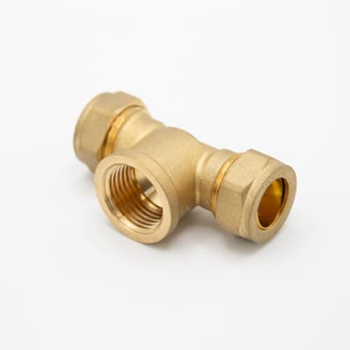 Image of Plumb Bliss Brass Compression Tee 15mm x 15mm x 1/2" Centre