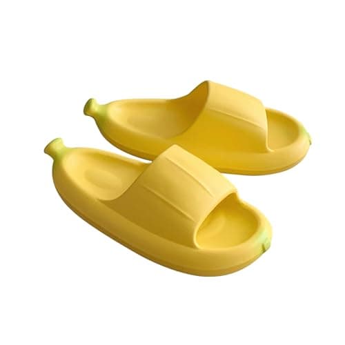 Image of HORMAUWORD Banana Slippers, Funny Slides Sandals, Cloud Slides for Women Men, Summer Cute Cartoon Pillow Shower Pool Slippers for Indoor, Banana Slides, 6-7 Women/5-6 Men