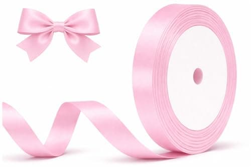 Image of XEANCO 10mm Pink Satin Ribbon, Polyester Ribbon, Enhance Your Crafts & Celebrations, Best for Gift Wrapping, Decorations, Wedding Car Ribbon, Ribbons for Crafting & Bows