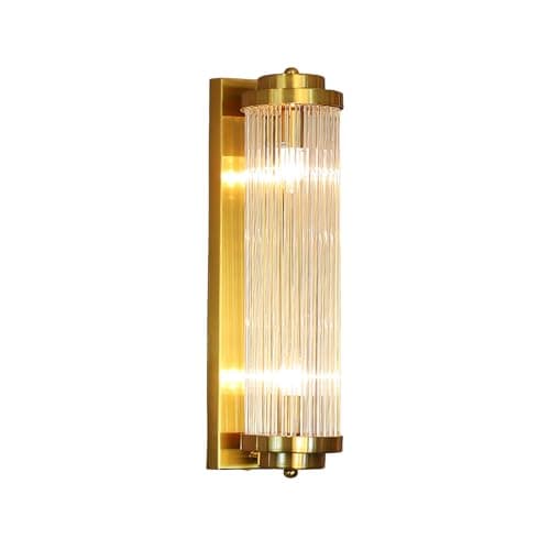 Image of NICRX 40cm Brass Gold Crystal Wall Sconce Light Wall Lamp with Crystal Glass and Base,Indoor Wall Lights for Living Room,Bedroom (Brass Gold)