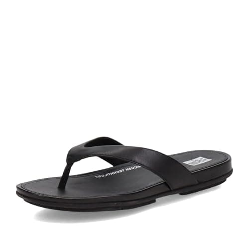 Image of Fitflop Women's Gracie Leather Flip-Flops, All Black, 6.5