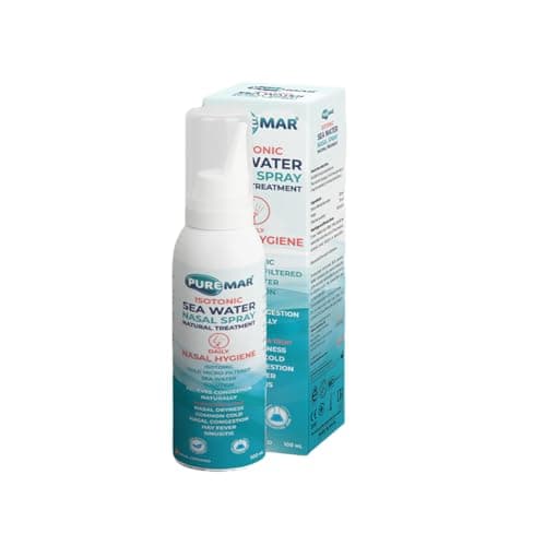 Image of PUREMAR Isotonic Natural Sea Water Nasal Spray for Colds, Hayfever & Blocked Nose Relief 100ml