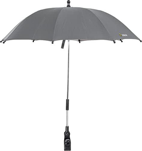 Image of LittleLife Baby Sun Parasol UPF50+ | Universal Pushchair & Buggy Umbrella, Adjustable 360° Shade for Safe Summer Walks, Grey