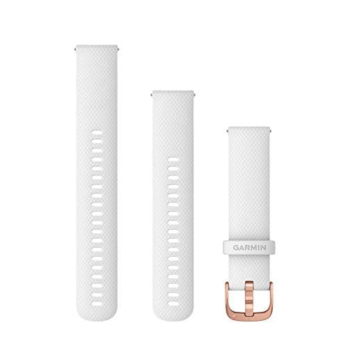 Image of Garmin Quick Release Bands (20mm), suitable for selected Forerunner-,Venu-, vívomove-,vívoactive and Approach smartwatch series, Original accessory, Silicone, White with Rose gold Hardware