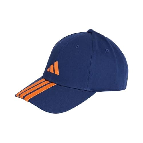 Image of adidas Unisex Bball 3S Cap New Logo, Dark Blue/Pure Orange, XS-S