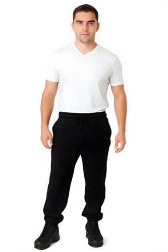 Image of H&F Men's Cuffed Trouser Jogging Pants Tracksuit Bottoms, Casual Joggers for Men UK with Elasticated Cuffs Classic Jog Pants Zip Pockets Size UK S-5XL (UK, Alpha, L, Regular, Regular, Black)
