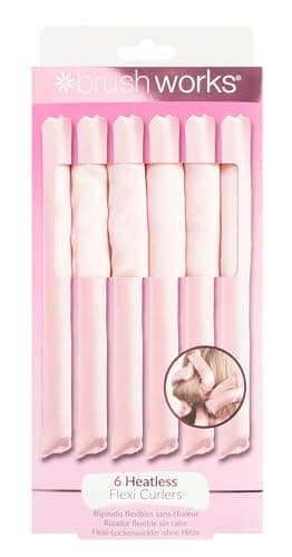 Image of Brushworks Heatless Flexi Curlers – 6 Soft Flexible Satin Hair Curling Rods for Overnight Curls | Create Effortless, Heat-Free Curls & Waves Without Damage