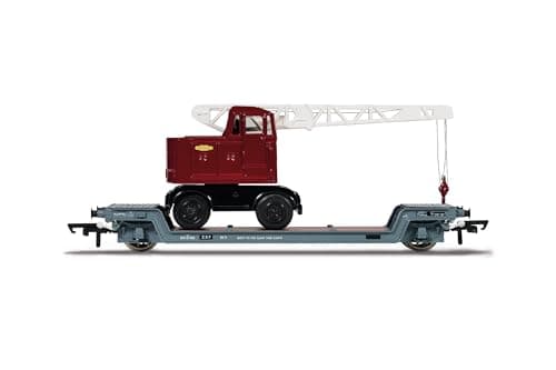 Image of Hornby - Wagons - R60238 BR, Loriot Y Machinery Truck with British Railways Coles Crane - Era 4 Train Toy, 00 Gauge Wagons & Freight for Train Set, Models for Adults - 1:76 Scale Model Gift