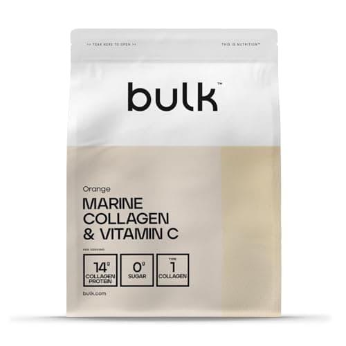 Image of Bulk Marine Collagen and Vitamin C Powder, 14000 mg Per Serving, Type 1, Orange, 250 g, 16 Servings, Packaging May Vary