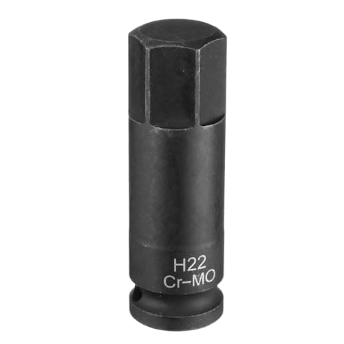 Image of Sourcing Map H22 22mm Hex Impact Bit Socket, 1/2" CR-MO Steel, Black Phosphate, 3.07" Length, 1 Count, Compatible with 22mm Hex Bolts and Nuts