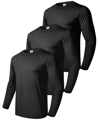 Image of Boyzn Men's 3 Pack Men's Long Sleeve Shirt Cotton Casual Round Neck Wicking Workout T-Shirt Black-3P11-L