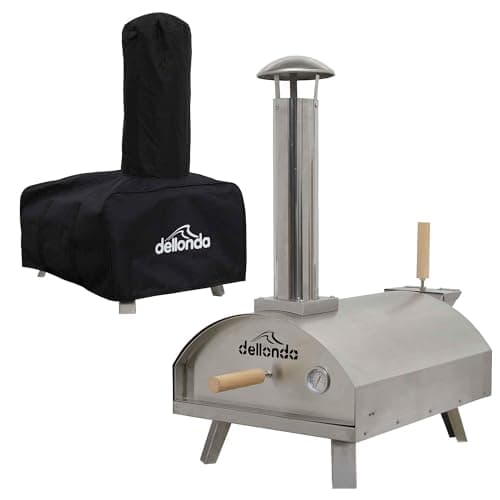 Image of Dellonda Portable Wood-Fired Pizza Oven and Smoking Oven, Stainless Steel, Supplied with Weatherproof Cover/Carry Bag - DG219