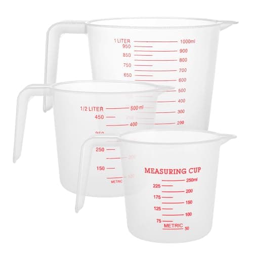 Image of ASelected 3pk Plastic Measuring Jugs Set 250ML 500ML 1000ML, Clear Measuring Cup with Handle Plastic Jugs with Easy-to-Read Measurements for Kitchen Baking with Measuring Scale Easy Pour