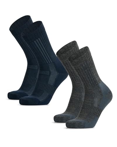 Image of DANISH ENDURANCE Terrain Expert Pro Hiking Socks, Merino Wool, Maximum Protection, Men & Women, Unisex, 2 Pack, Multicolor (1xGrey, 1xNavy Blue), 9-12