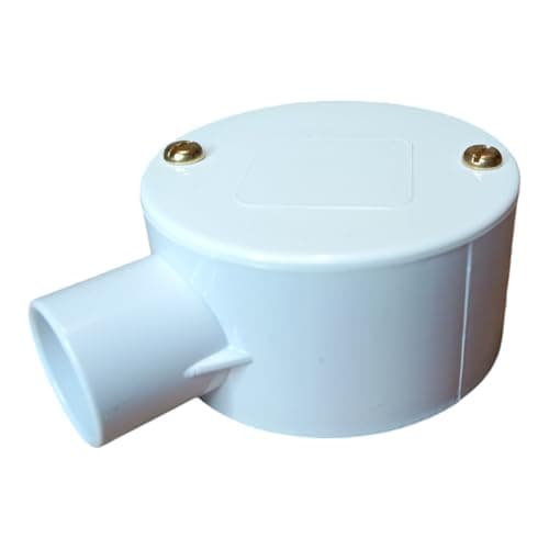 Image of White 20mm PVC Conduit Box 1 Way Terminal Box with Lid and Screws - Pack of 1