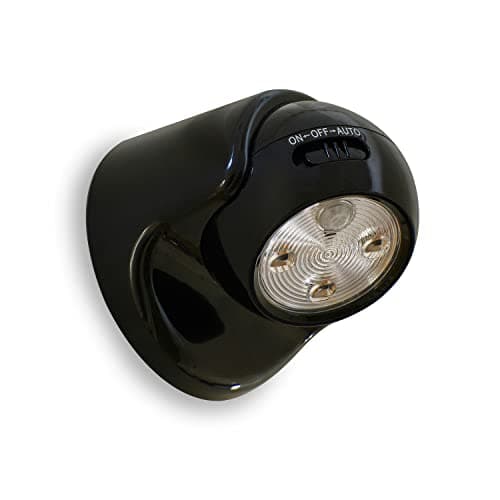 Image of Auraglow Battery Operated Motion Sensor Light – Indoor & Outdoor PIR Security LED Wall Light – Wireless for Shed, Garage, Porch & Loft (IP44) – Black