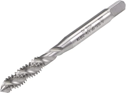 Image of TOP-VIGOR 1/4"-20 BSW Spiral Flute Thread Tap, Metric Machine Threading Tap H2 Tolerance, HSS-Cobalt(5% Co) Uncoated Thread Milling Tap, Round Shank with Square End
