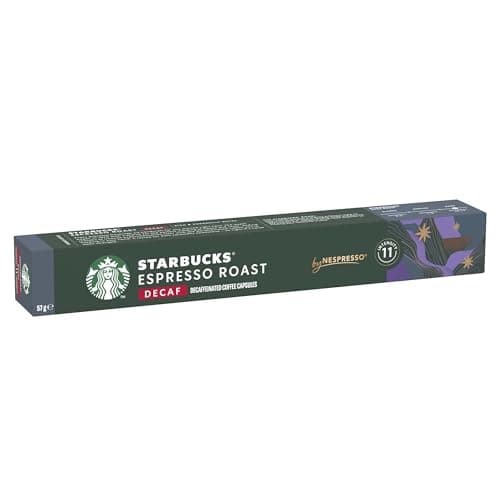 Image of STARBUCKS Decaf Espresso Roast by Nespresso, Dark Roast, Coffee Capsules (10 Capsules)