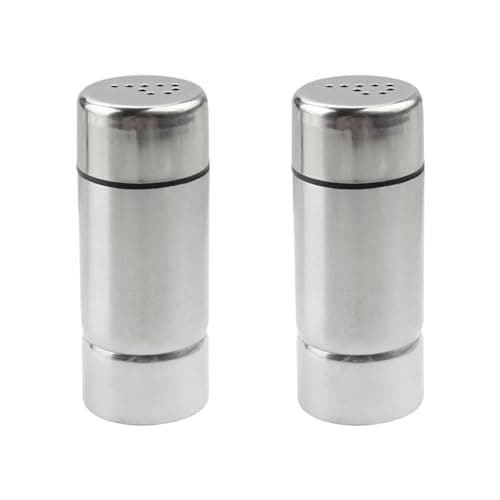 Image of Tabanzhe 2 Pcs Stainless Steel Salt and Pepper Shaker Set - Salt and Pepper Pots for Home Kitchen, BBQ, and Restaurant Use,Refillable Empty Spice Bottle Dispensers