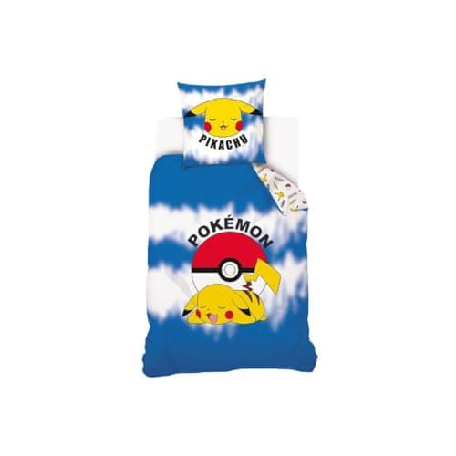 Image of My sweety pop - 2-Piece Children's Bedding Set - Duvet Cover - 140 x 200 cm - Pillowcase - 70 x 90 cm - 100% Cotton (Pokémon - Blue/White)