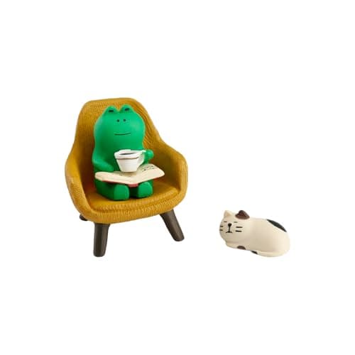 Image of Tabanzhe Mini Cat Frog Figurines 3PCS, Funny Tiny Frog Cat Statues with Mini Sofa, Cute Miniature Frogs Cats Ornaments, Small Desk Decorations Accessories for Home Office Bookshelf Fairy Garden Decor