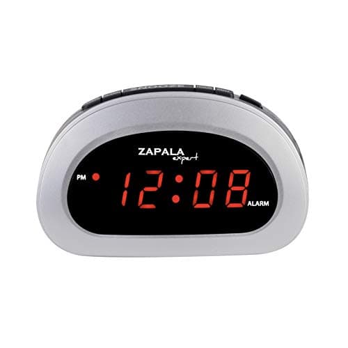 Image of ZAPALA Expert LED Digital Alarm Clock, Desk Bedside Clock with Snooze Function, Battery Backup and Mains Powered (Silver)