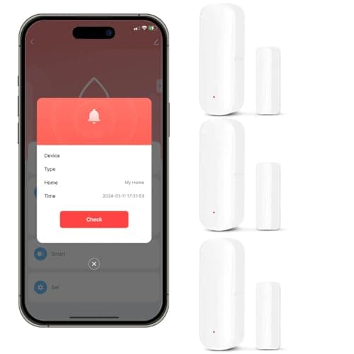 Image of Acmerota 3 Set WiFi Door Sensor Smart Door Alarm Wireless Open Sensor, Alarm Chime, Compatible with Alexa & Google Home,White