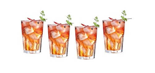 Image of Shop4allsorts Set Of 4 Hiball Drinks Glasses American Style Soda Tumblers Cocktail Mixer Drinking Glass 12oz
