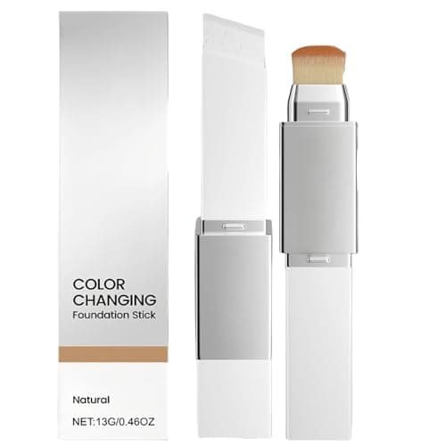 Image of Color Changing Foundation,Full Coverage Foundation Stick with Brush,2-In-1 Concealer Cream Stick,Lightweight Natural Makeup,Waterproof Long-Lasting,Friendly and No Irritating to Skin,Natural