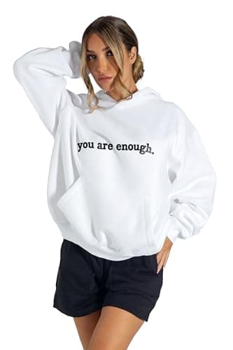 Image of Lang Horn You Are Enough Hoodie, Dear Person Behind Me Hoodie Sweatshirt for Men Women Small White